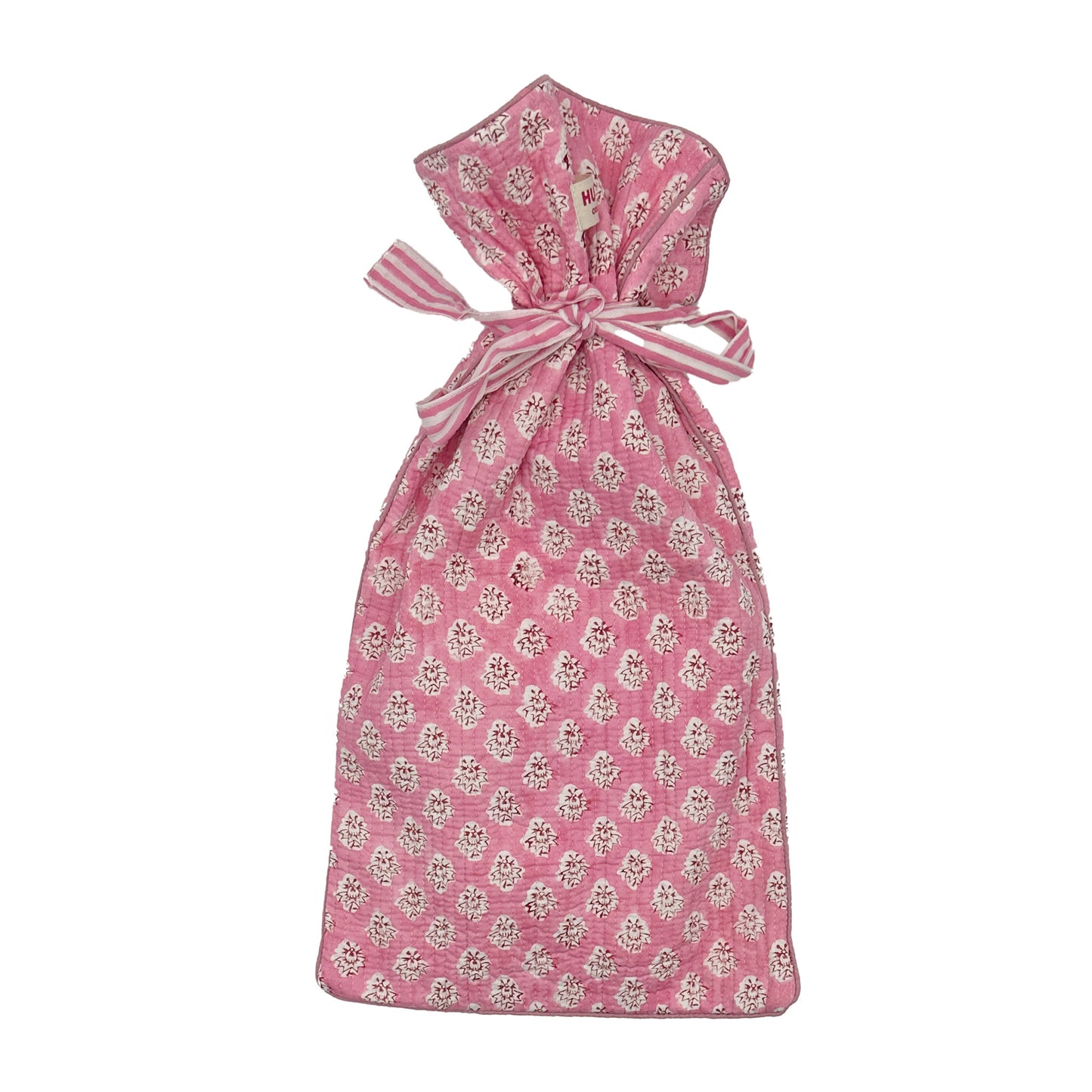 Quilted hot water bottle cover - Georgie in pink