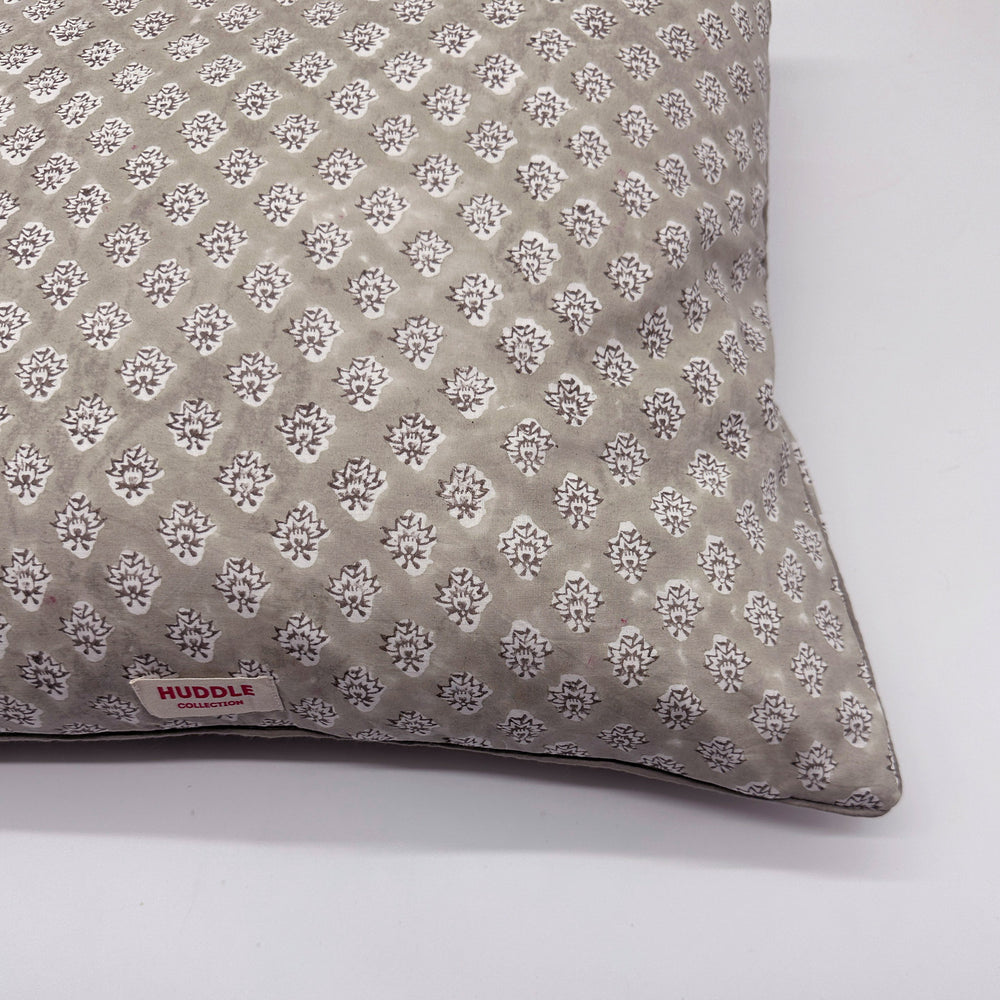 
                  
                    Large hand block piped edge cotton cushion - Georgie in biscuit
                  
                