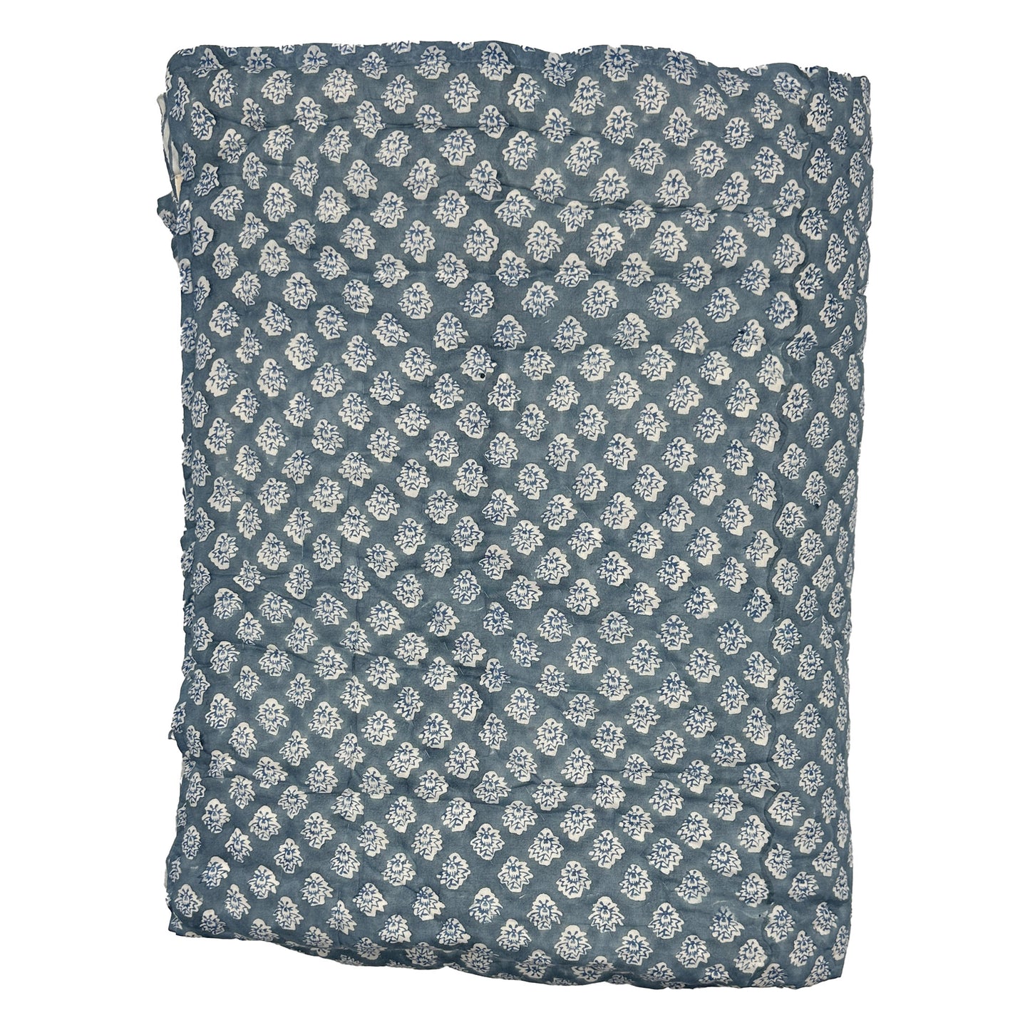 Georgie Handmade Block Print Cotton Quilt in Blue