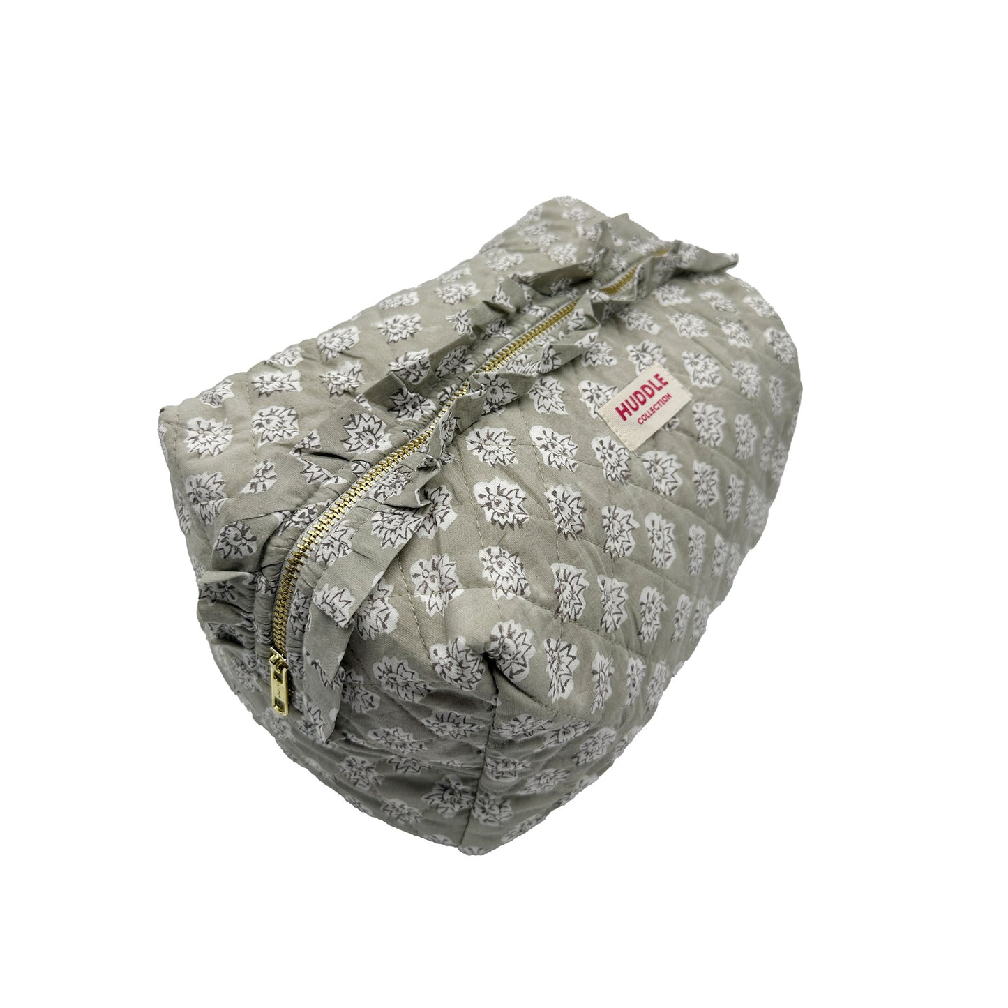 Frilled Cotton Wash Bag - Georgie in Biscuit