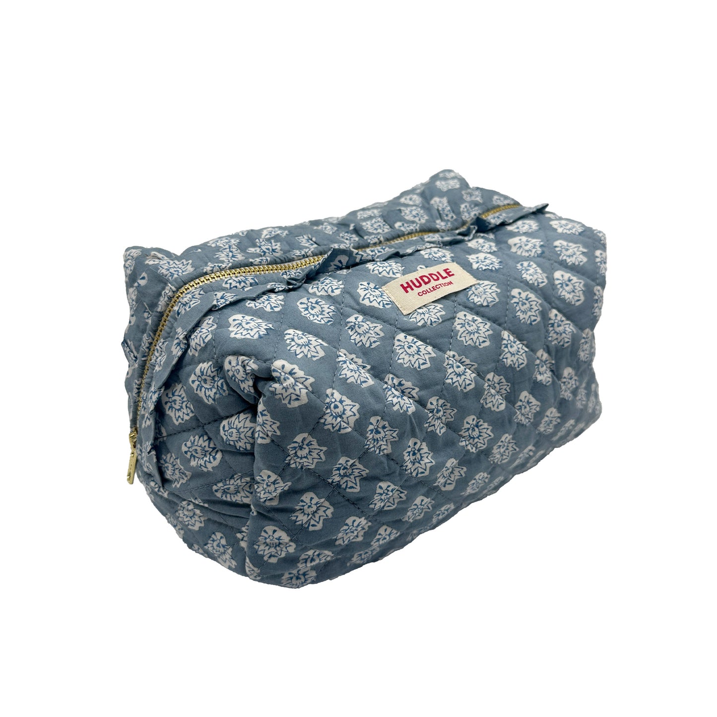 Frilled Cotton Wash Bag - Georgie in Blue