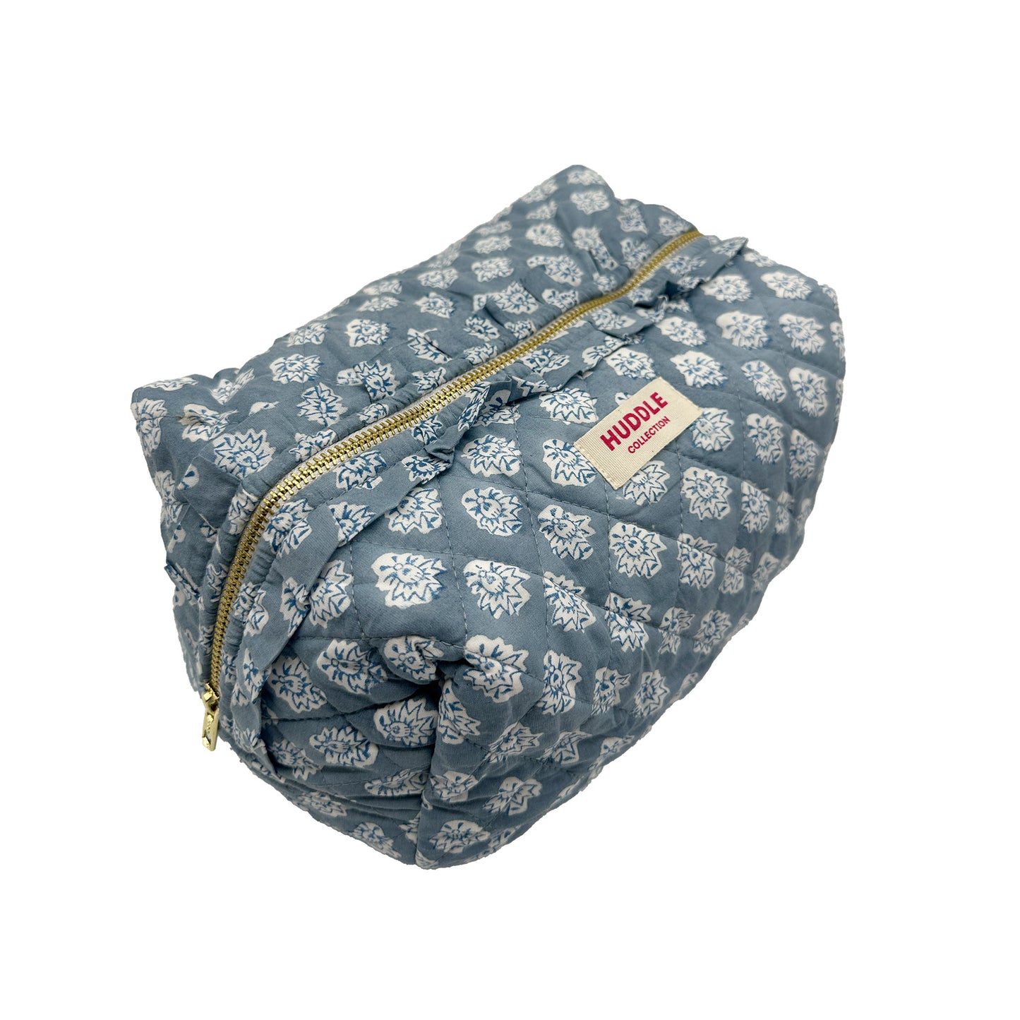 Frilled Cotton Wash Bag - Georgie in Blue