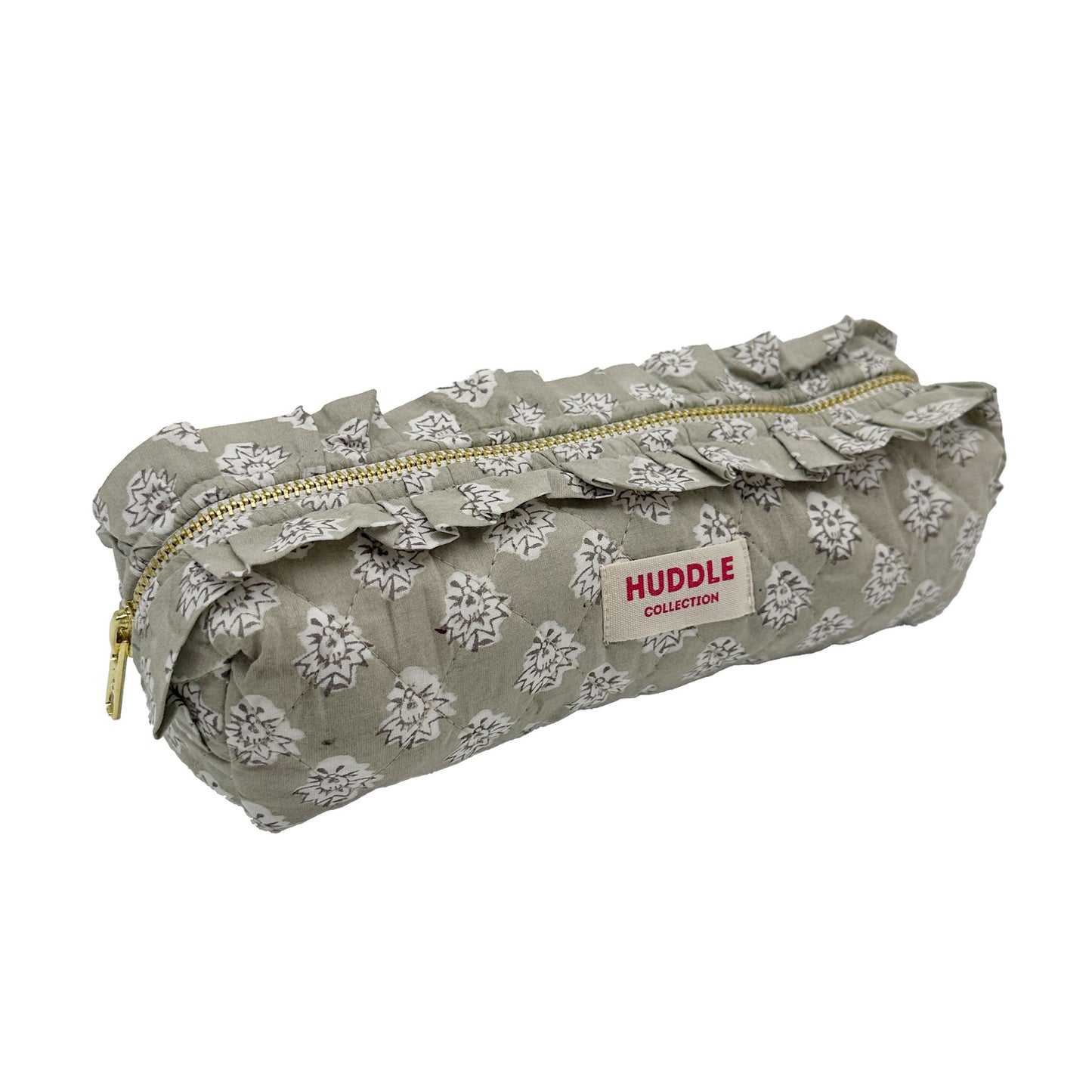 Frilled Make-up bag - Georgie in Biscuit