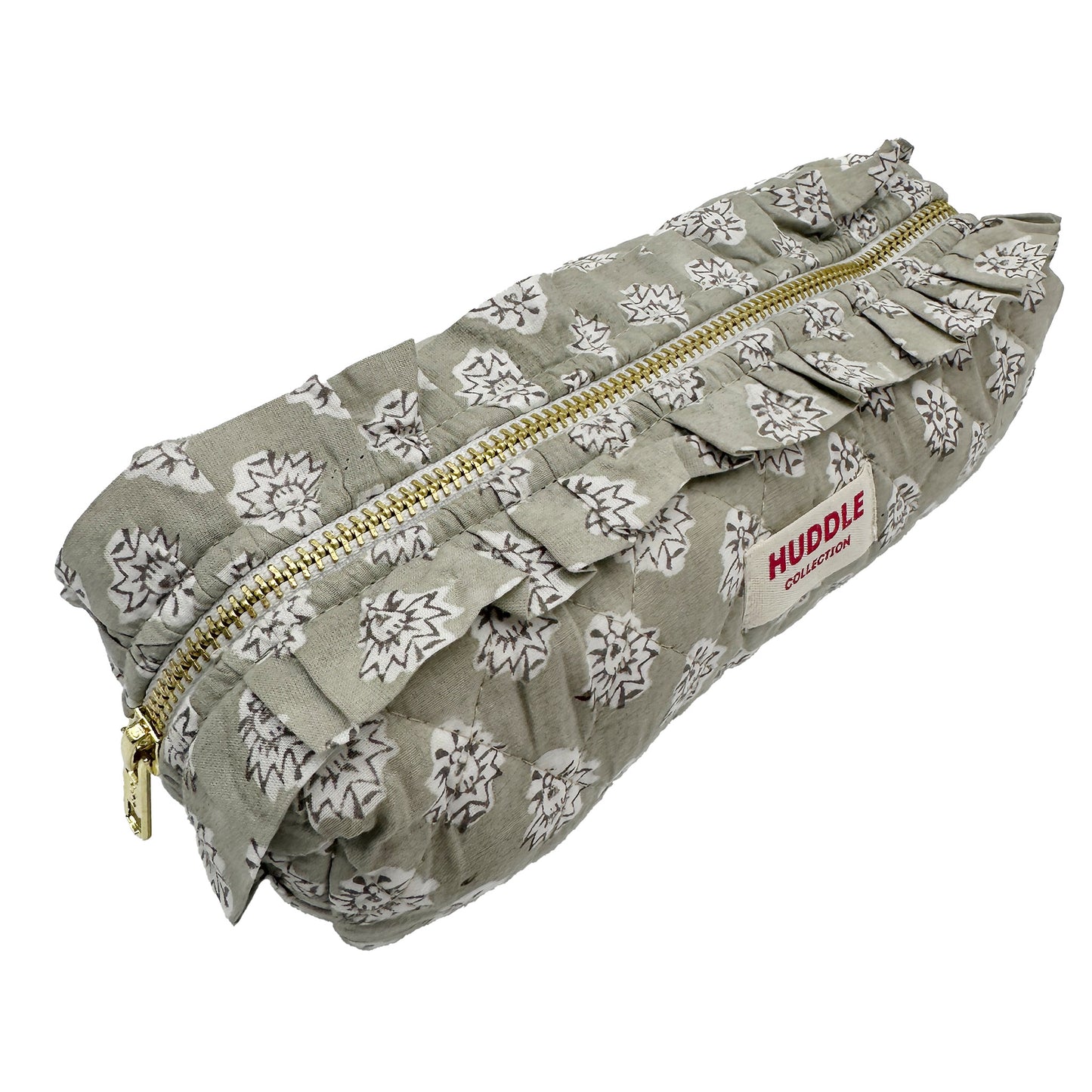 Frilled Make-up bag - Georgie in Biscuit