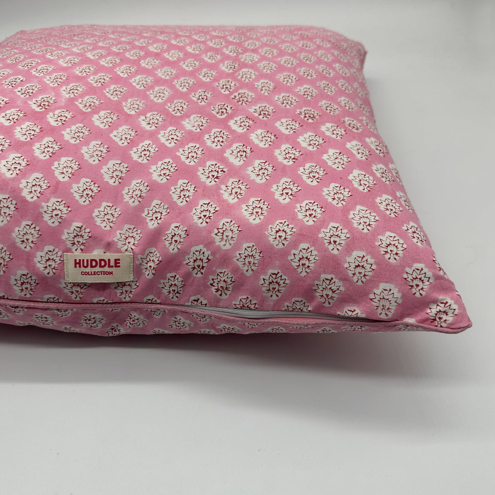 
                  
                    Large hand block piped edge cotton cushion - Georgie in pink
                  
                
