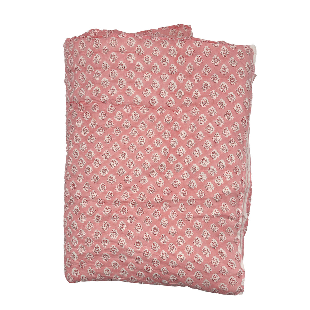 Georgie Handmade Block Print Cotton Quilt in Pink