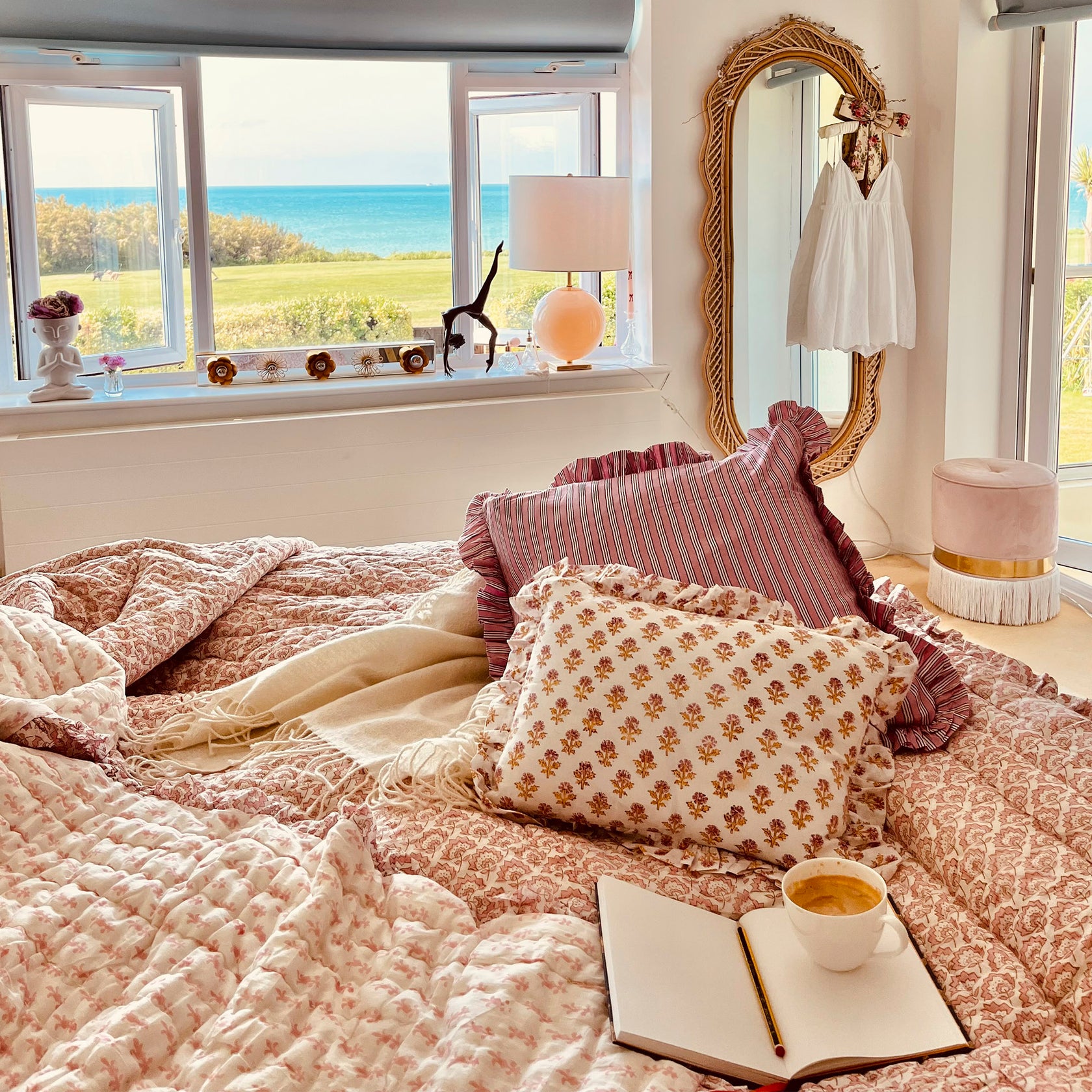 Jennie Handmade Block Print Cotton Quilt in Pink – Huddle Collection