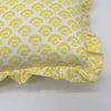 Hand block frilled cotton cushion - Jennie in Yellow