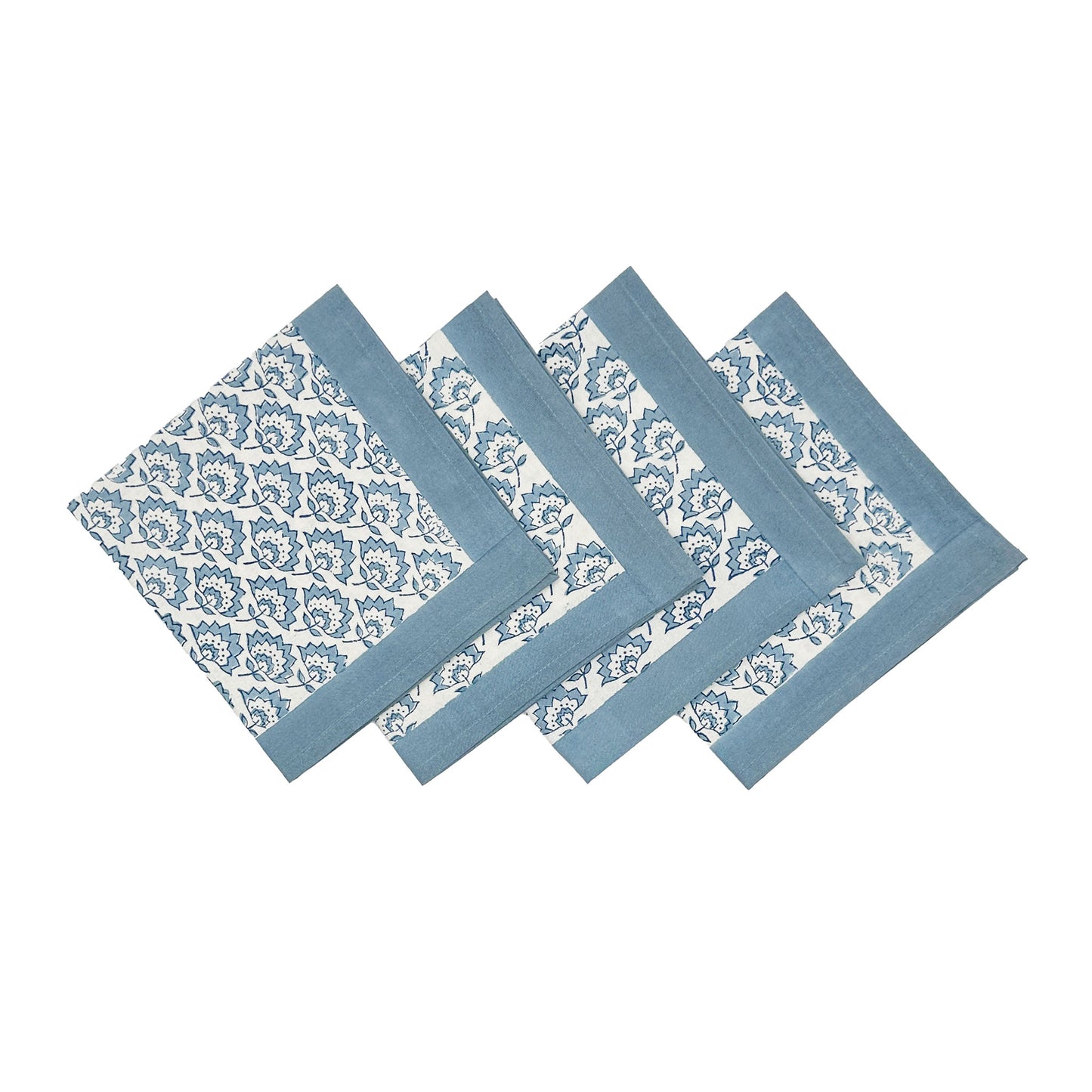 Jennie block printed Napkins (4) - Pale Blue