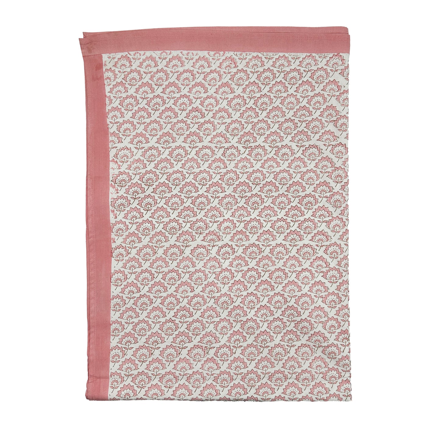 Jennie block printed table cloth - Pale Pink