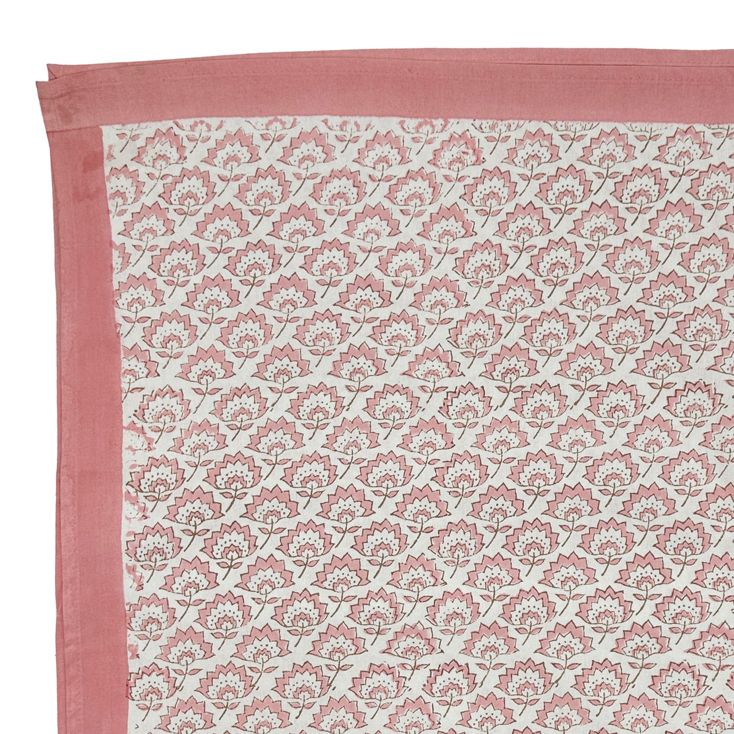 Jennie block printed table cloth - Pale Pink