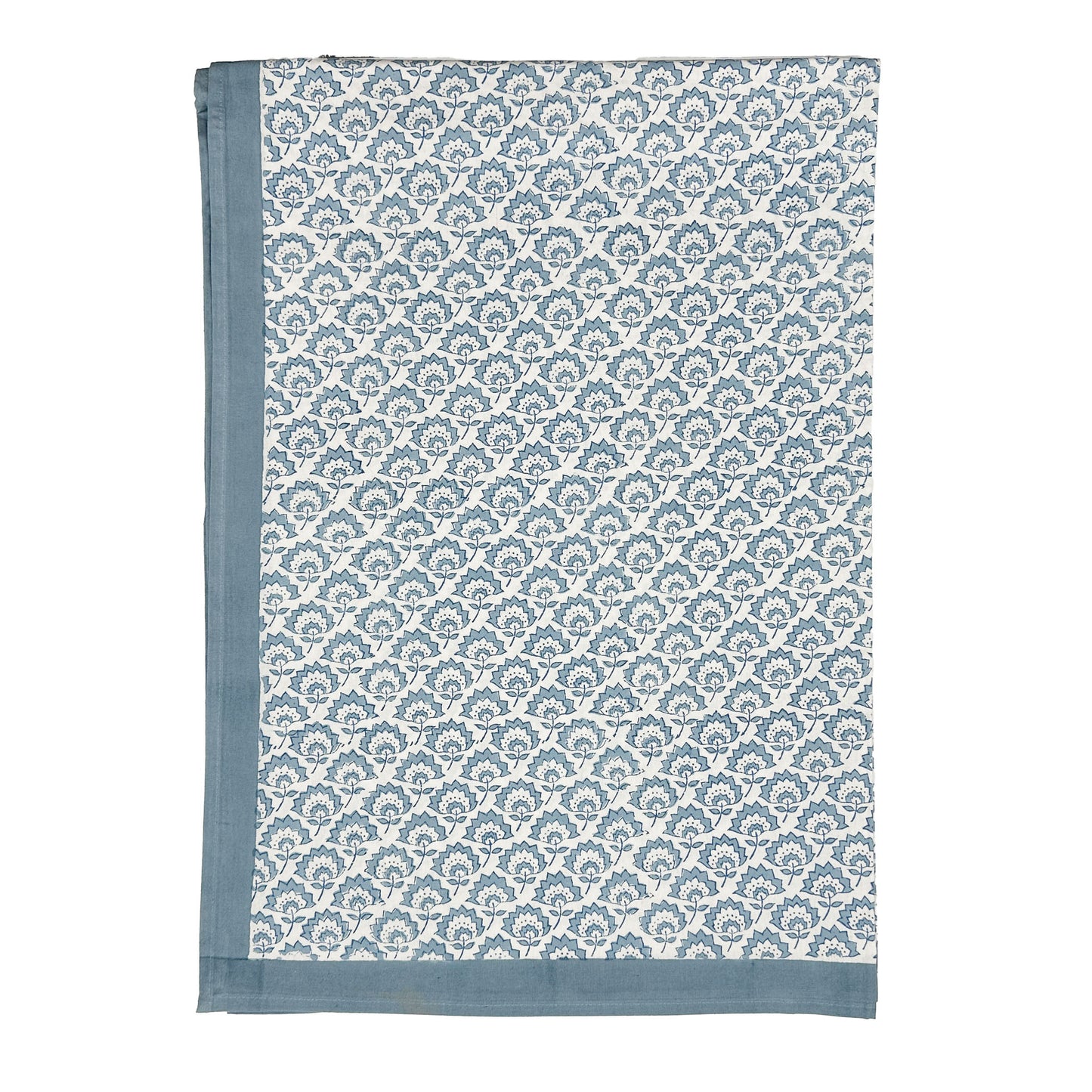 Jennie block printed table cloth - Pale Blue