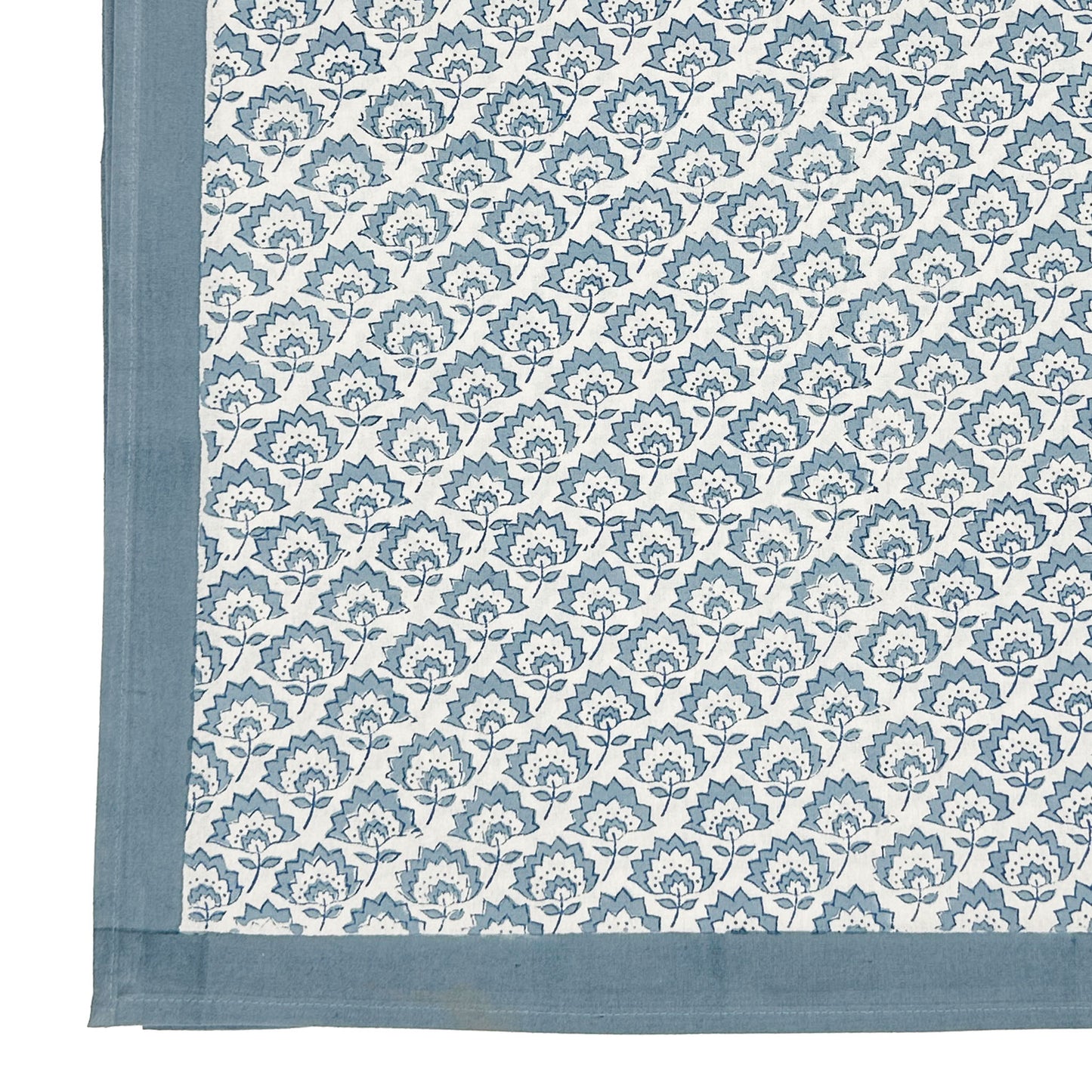 Jennie block printed table cloth - Pale Blue