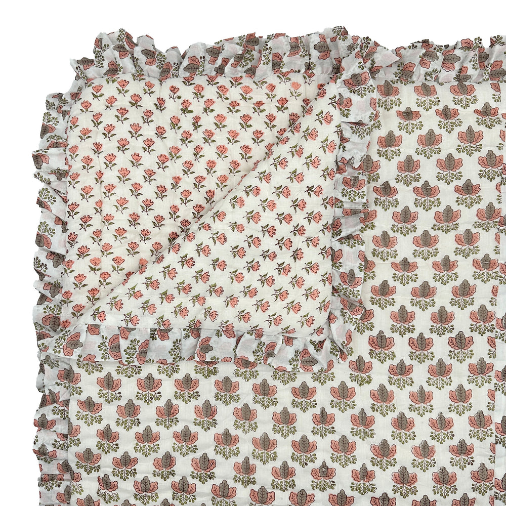 
                  
                    Large hand block frilled cotton cushion - Mimi
                  
                
