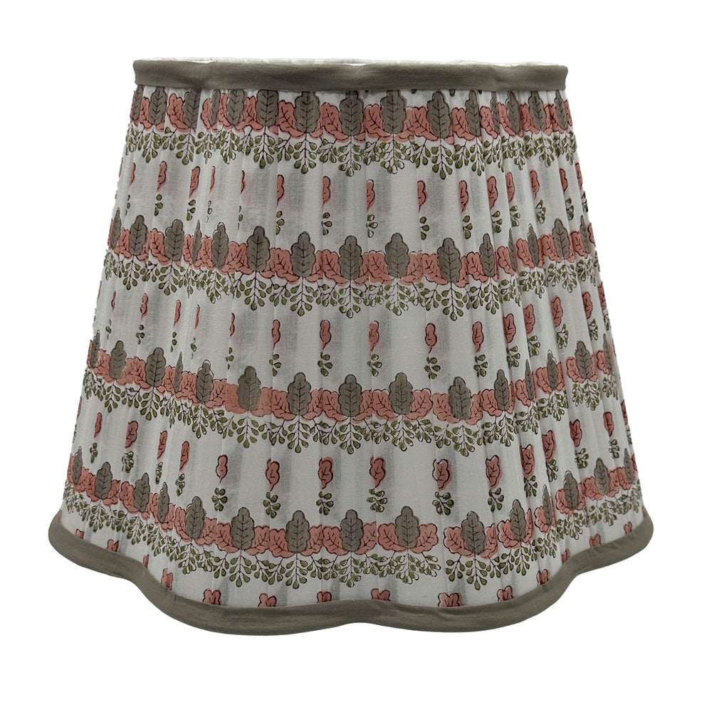 
                      
                        Mimi Pleated Cotton Block Printed Scallop Lampshade
                      
                    