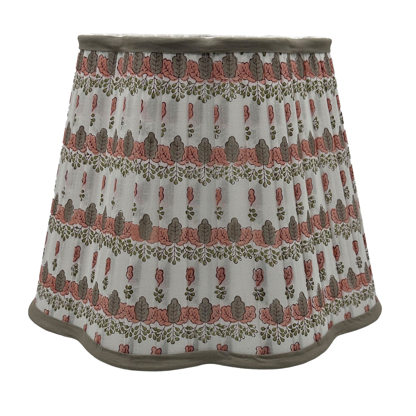 Mimi Pleated Cotton Block Printed Scallop Lampshade