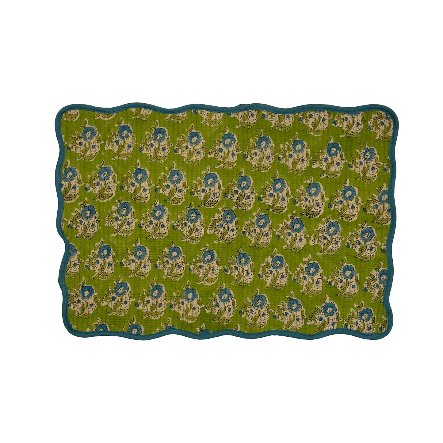 Block print quilted cotton reversible place mat - 005