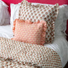 Hand block frilled cotton cushion - Annie