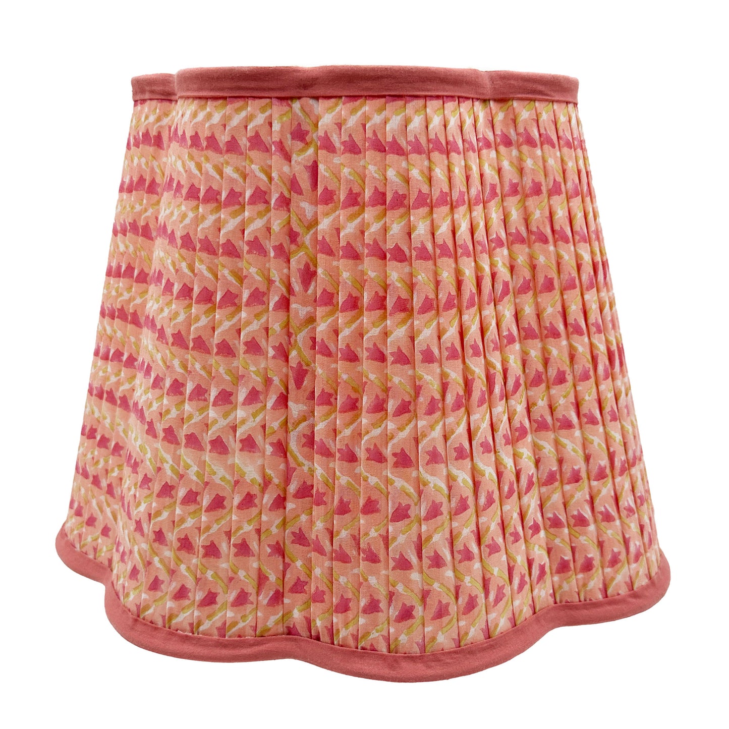 Annie Pleated Cotton Block Printed Scallop Lampshade