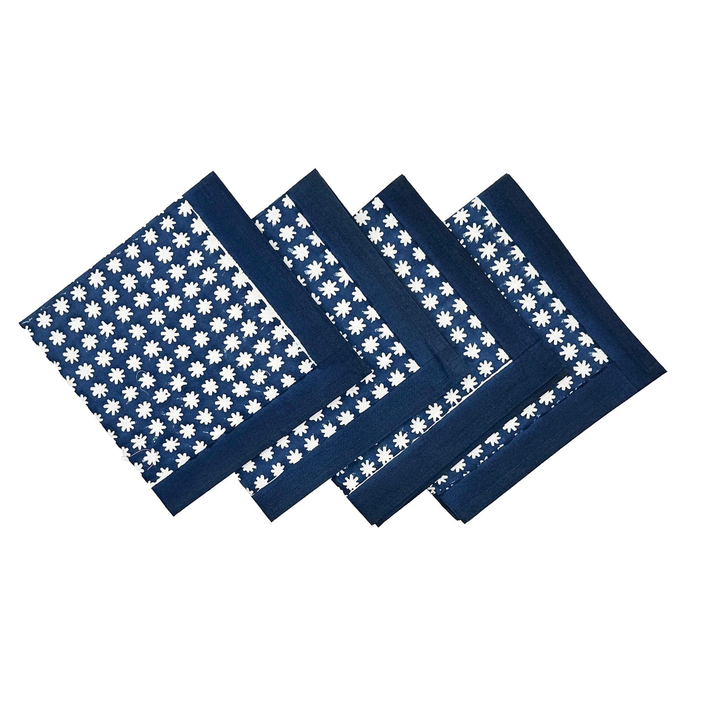 Charlie block printed Napkins (4) - Navy Blue