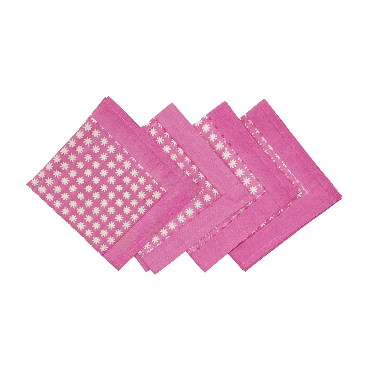 Charlie block printed Napkins (4) - Pink