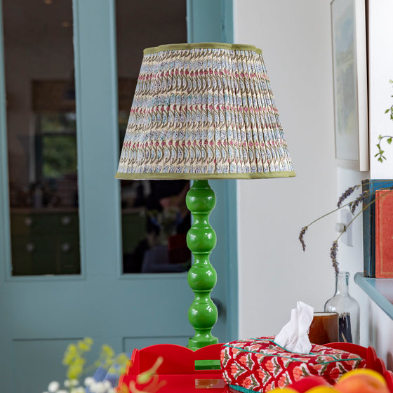 Florence Pleated Cotton Block Printed Scallop Lampshade