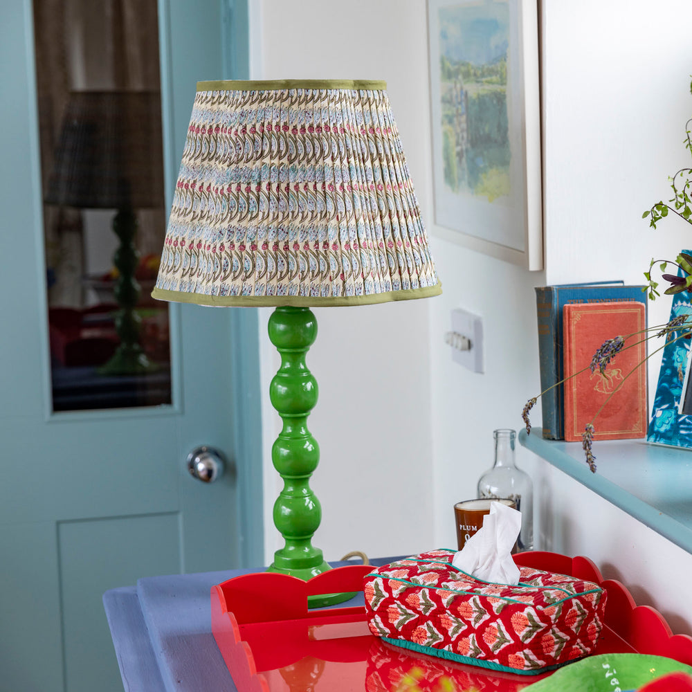 
                  
                    Florence Pleated Cotton Block Printed Scallop Lampshade
                  
                