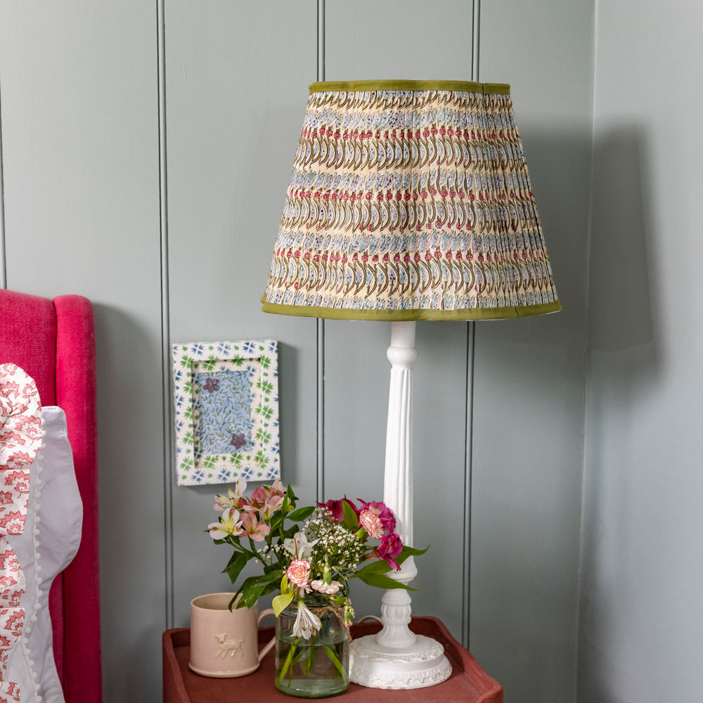 
                  
                    Florence Pleated Cotton Block Printed Scallop Lampshade
                  
                