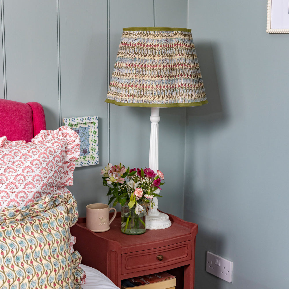 
                  
                    Florence Pleated Cotton Block Printed Scallop Lampshade
                  
                