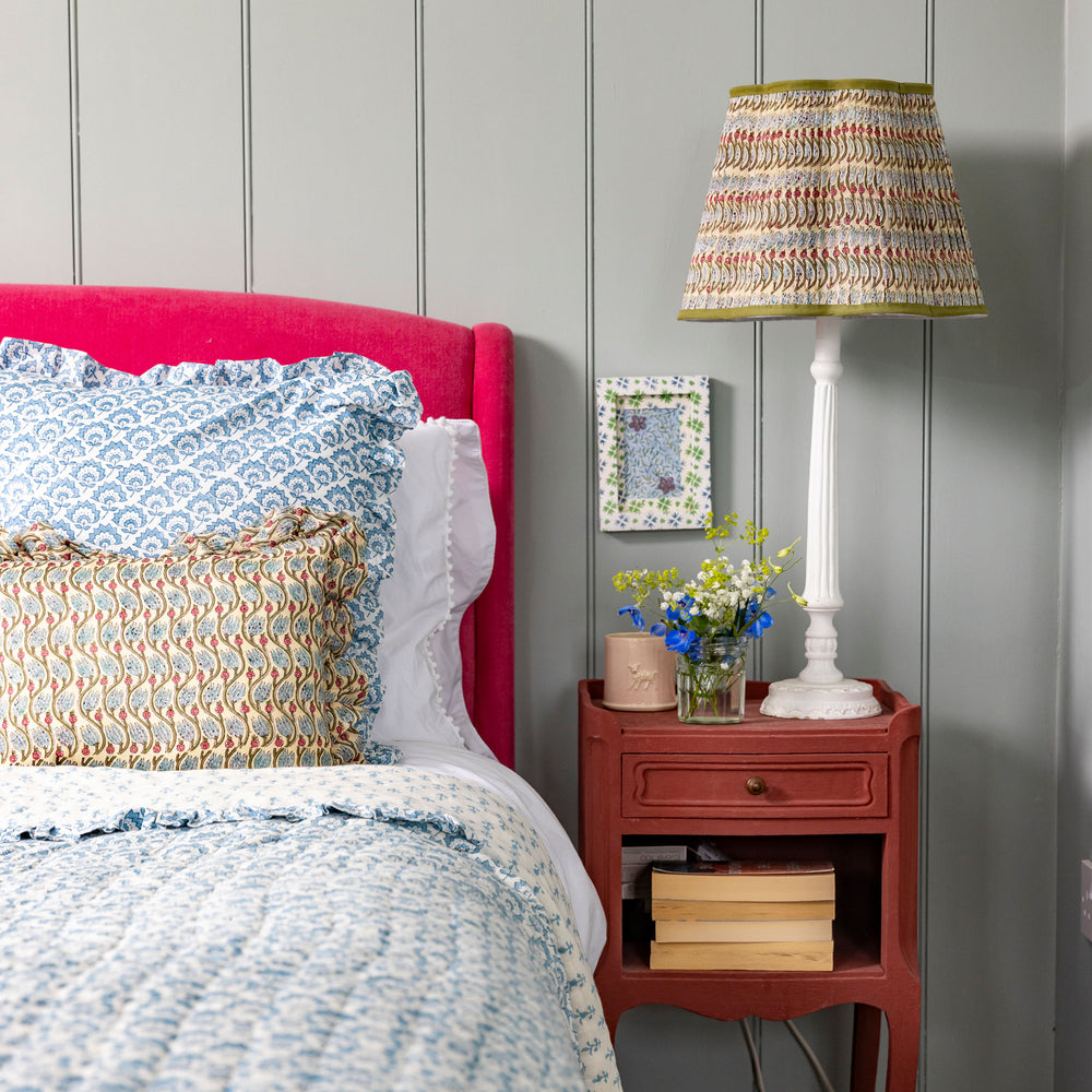 
                  
                    Florence Pleated Cotton Block Printed Scallop Lampshade
                  
                