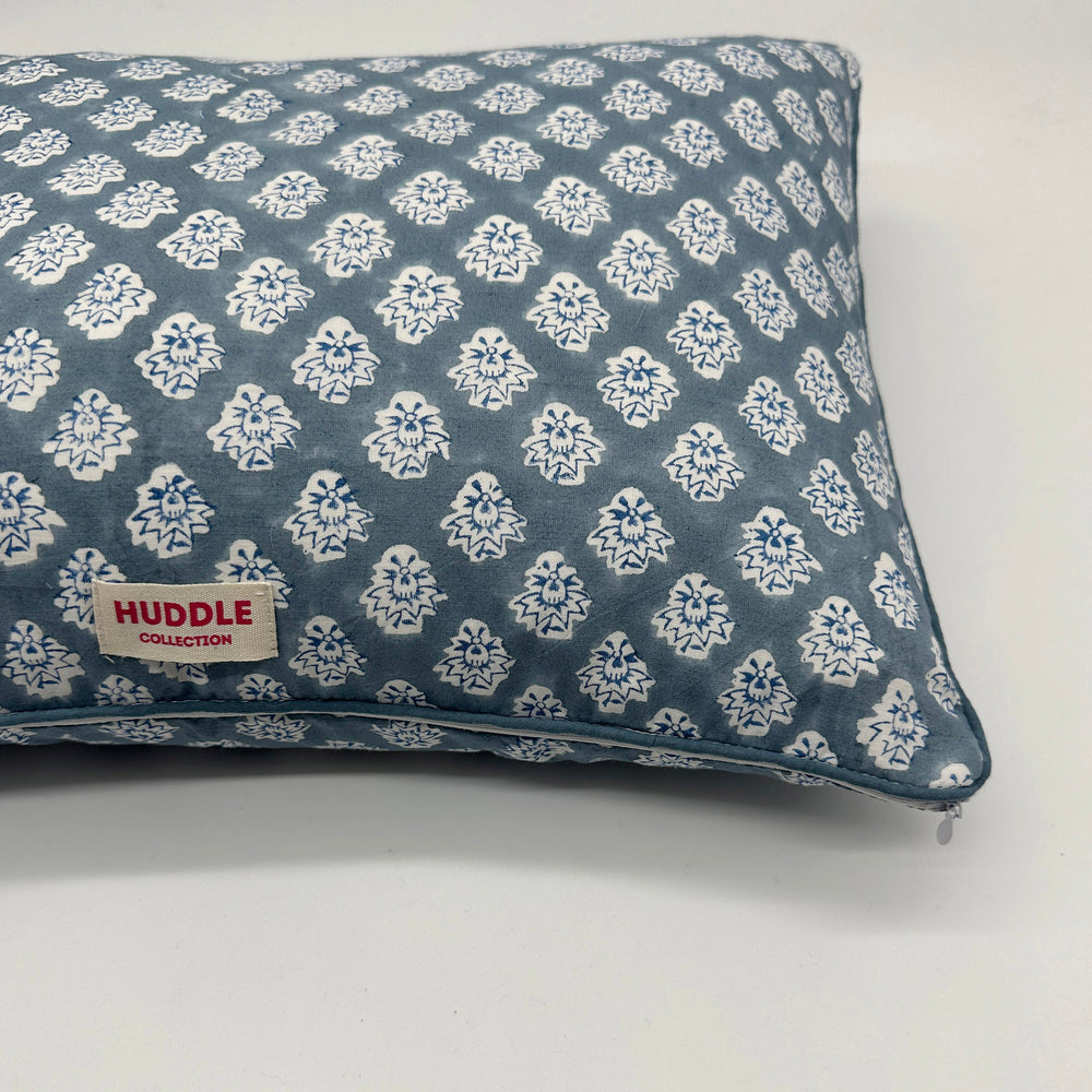 
                  
                    Hand block piped edge cotton cushion - Georgie in blue
                  
                