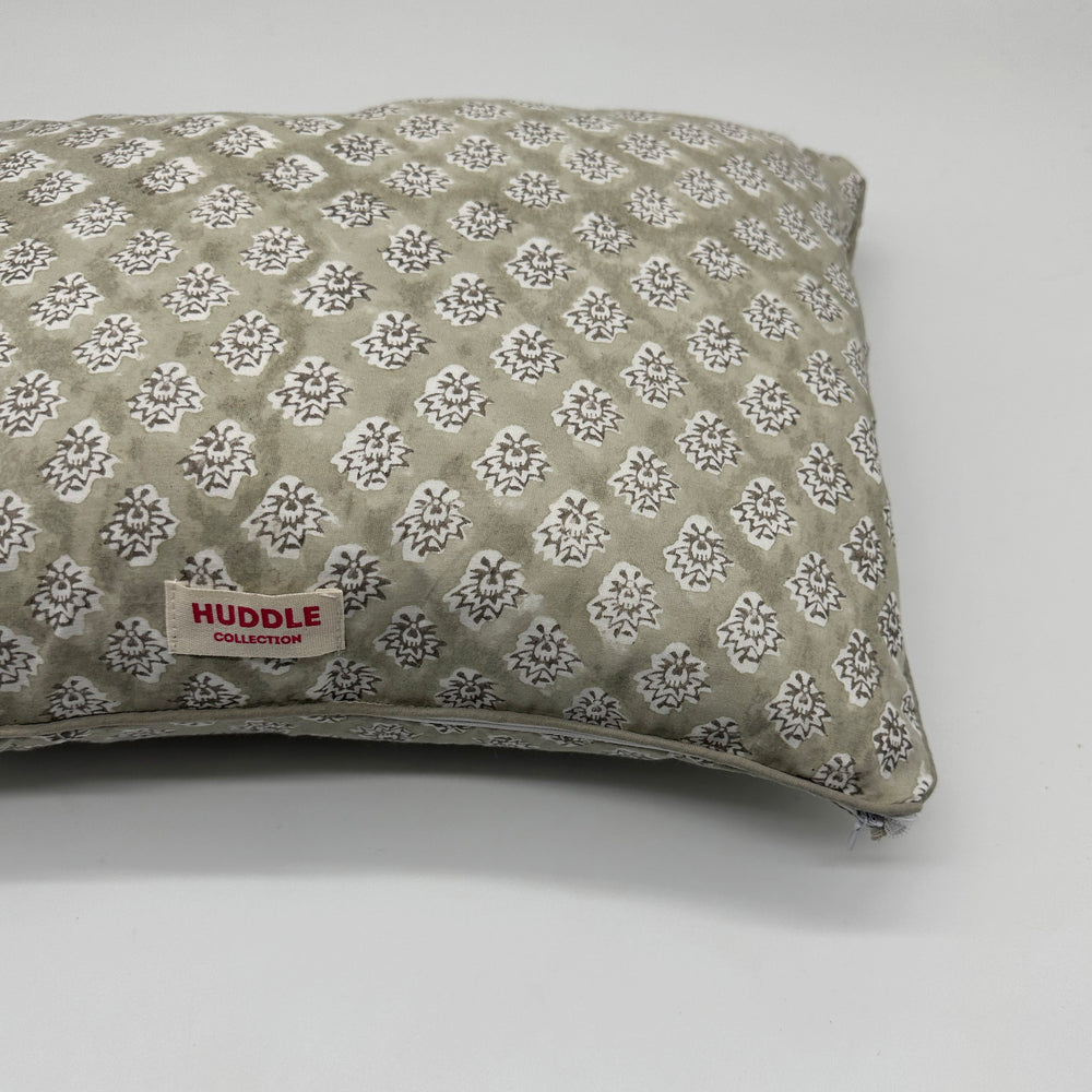 
                  
                    Hand block piped edge cotton cushion - Georgie in biscuit
                  
                