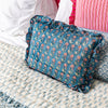 Hand block frilled cotton cushion - Gloria