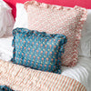 Hand block frilled cotton cushion - Gloria