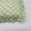 Hand block frilled cotton cushion - Jennie in Green