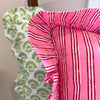 Large hand block frilled cotton cushion - Jennie in Green