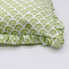 Large hand block frilled cotton cushion - Jennie in Green