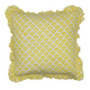 Large hand block frilled cotton cushion - Jennie in Yellow