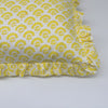Large hand block frilled cotton cushion - Jennie in Yellow
