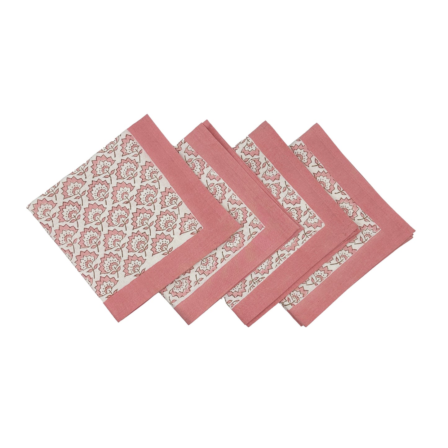 Jennie block printed Napkins (4) - Pale Pink