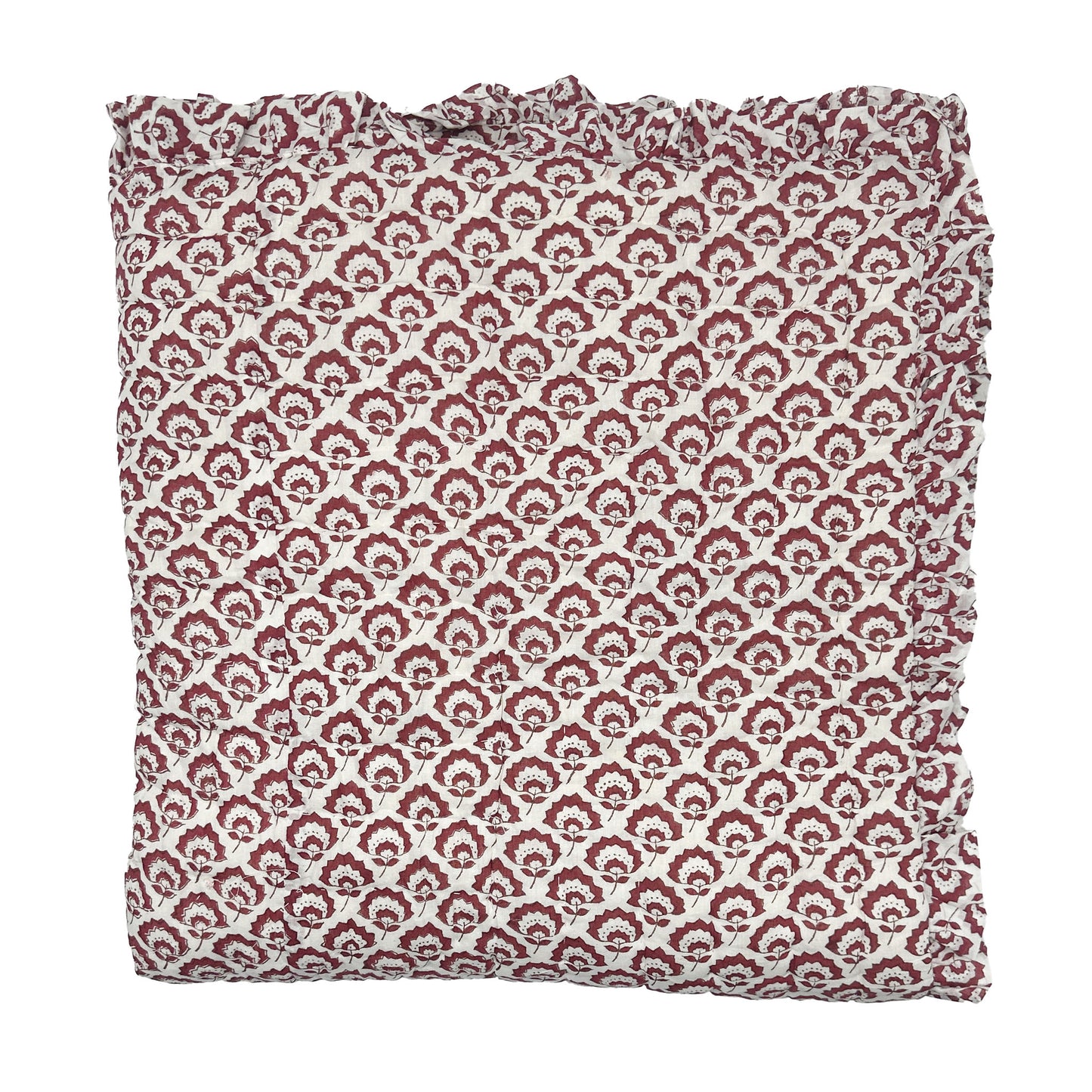 Jennie Handmade Block Print Cotton Quilt in Berry