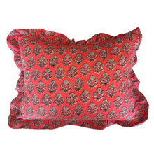  Hand block frilled cotton cushion - Juliet