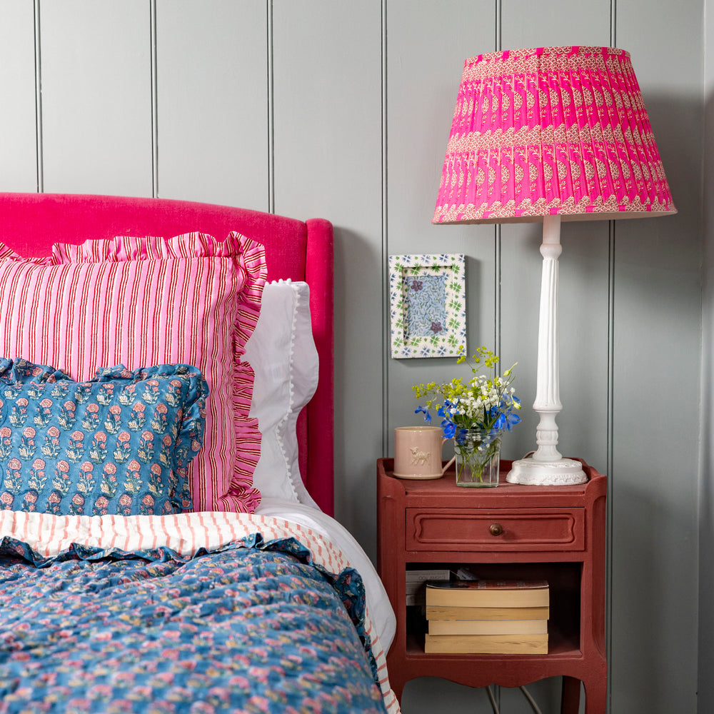 
                      
                        Libby Pleated Cotton Block Printed Lampshade
                      
                    