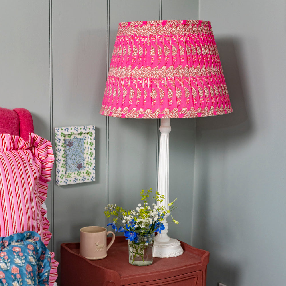 
                      
                        Libby Pleated Cotton Block Printed Lampshade
                      
                    