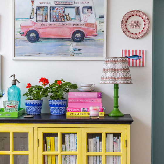 Mimi Pleated Cotton Block Printed Scallop Lampshade