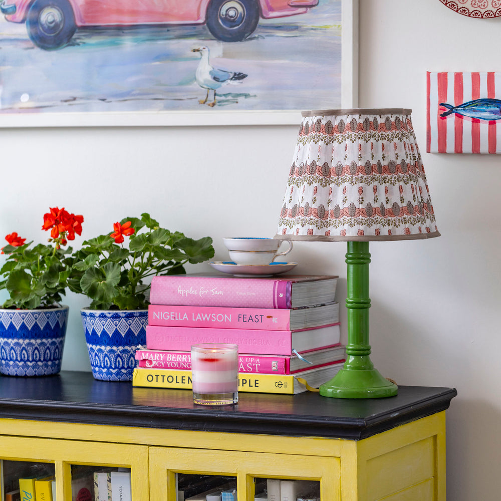 
                  
                    Mimi Pleated Cotton Block Printed Scallop Lampshade
                  
                