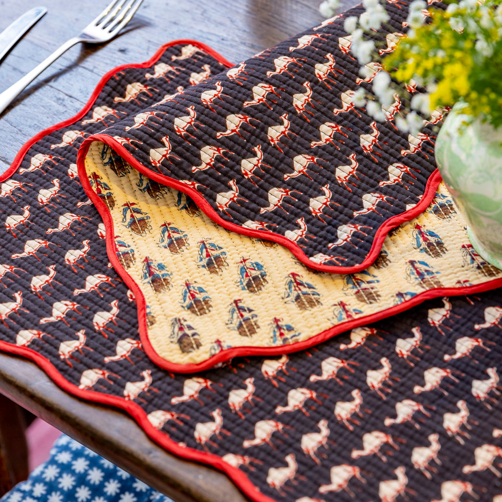 
                  
                    Block print quilted cotton reversible place mat - 002
                  
                