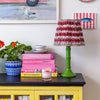 Poppy Pleated Cotton Block Printed Scallop Lampshade in Red