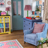 Poppy Pleated Cotton Block Printed Scallop Lampshade in Red