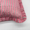 Large hand block frilled cotton cushion - Sally in Light Pink